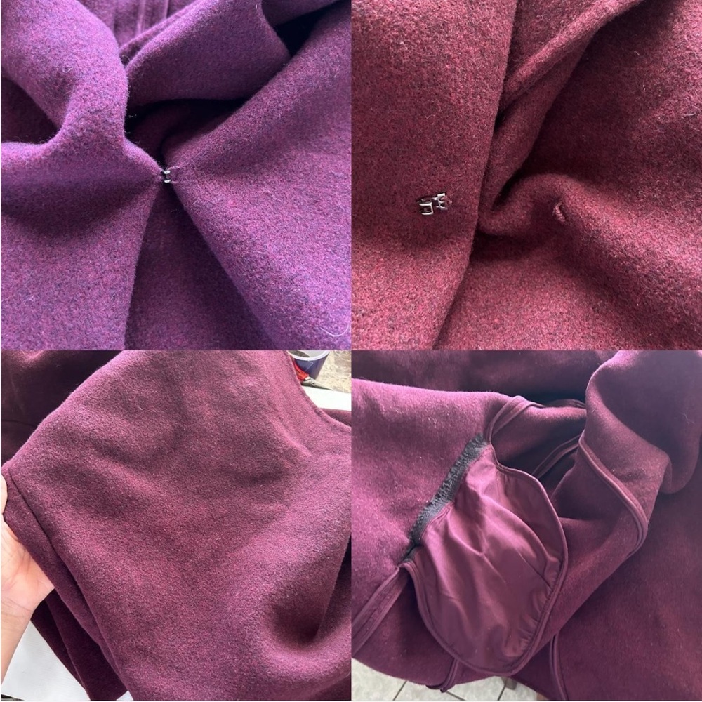 Club Monaco Burgundy Italian Wool Shawl collar coat. - Picture 7 of 8